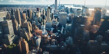 Eye View Image Of A Bustling Cityscape New York City From Above, Providing A Unique Perspective On Daily Life, Sony A7, 35 Mm Lens, F22, Kodak Ektar 100, Photorealistic, Detail
