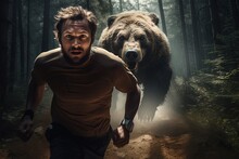 Man Running From A Bear.