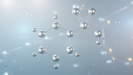 Sticker - benzenesulfonic acid molecular structure, 3d model molecule, benzenesulfonate, structural chemical formula view from a microscope