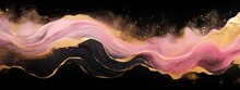 Abstract Marble Marbled Ink Painted Painting Texture Luxury Background Banner - Black Pink Waves Swirls Gold Painted Splashes And Lines (Generative Ai)