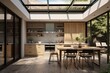 © The 2R Artificiality - Kitchen with doors and rooftop patio