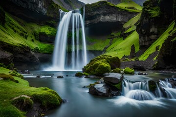 Wall Mural - waterfall in the jungle