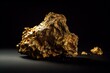 Macro shot of unprocessed gold ore featuring a sizable nugget. Generative AI