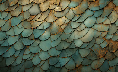 Turquoise fish scales texture background.