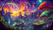 Exploring Surreal Psychedelic Landscapes A Trippy DMT LSD and Psilocybin Experience of Hallucinations
