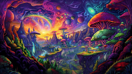 Exploring Surreal Psychedelic Landscapes A Trippy DMT LSD and Psilocybin Experience of Hallucinations