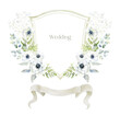 Watercolor Crest with Anemone Flowers on the white Background. Wedding Design.