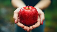 Hand Holding Red Apple