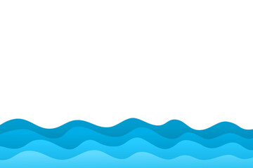 Wall Mural - blue wave water wavy element vector transparent background. liquid flow shape curve border frame wal