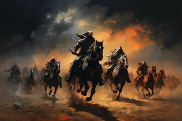 Naklejka na meble Army warriors horseback. Generate Ai