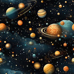 Wall Mural - Galaxy space colorful cosmos repeat pattern