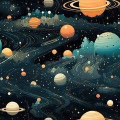 Wall Mural - Galaxy space colorful cosmos repeat pattern