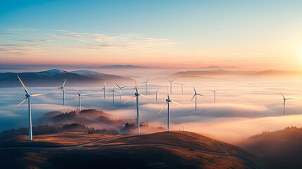 wind turbines in fog