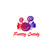 Funny candy logo concept with eyes.Vector illustration.