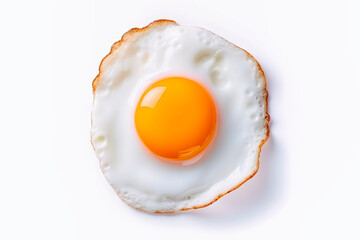 Fried egg isolated on white background.