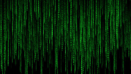 Green numbers on a dark background. Digital background artificial intelligence technology. 3d illustration.