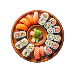 Canvas Print - White table with sushi rolls