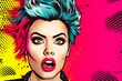 © avrezn - Rebel punk girl with vibrant lips in a pop art scene, Generative AI