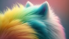 Cute Realistic Pastel Rainbow Colored Paint Fox With Curly Fur Background