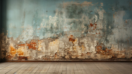 retro background in the style of an old grunge interior wall with bricks