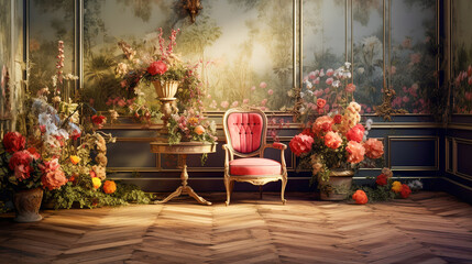 Wall Mural - Room With Flowers And Chairs