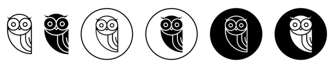 Wall Mural - owl icon set. owl bird wise vector symbol. wisdom sign in black filled and outlined style.