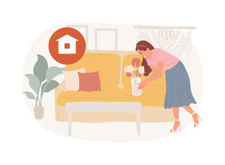 Aufkleber - Home staging isolated concept vector illustration. Hiring home stager, staging company, preparing private residence for sale, improving a propertys appeal, real estate business vector concept.