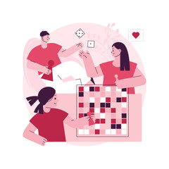 Poster - Board games abstract concept vector illustration. Tabletop activities, strategic gaming, stay at home gamers, social isolation free time spending, family fun activity idea abstract metaphor.