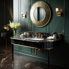 A glam chic bathroom sink gold single basin 
