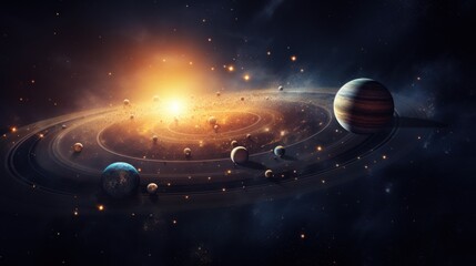 Wall Mural - surreal solar system: a celestial canvas of wonders and imagination. generative ai