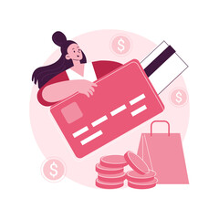 Poster - Plastic money abstract concept vector illustration. Credit and debit card, plastic banknotes, polymer cash production, economics, digital money, secure bank transactions abstract metaphor.
