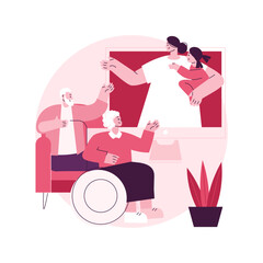 Poster - online family party abstract concept vector illustration. virtual home party, parents and kids, happ