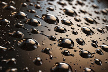 3D Rendering Background Of Water Drops Close Up On The Hood Of A Car. Generative AI