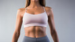 © Visual Studio - Background banner of fit and sportive woman in sports clothes, concept of clothing advertesiment, gym and weight loss promotion
