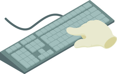 Poster - Computer keyboard icon isometric vector. Wired portable computer keyboard icon. Device, modern technology