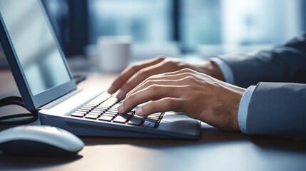 Poster - person typing on a laptop computer. generative ai