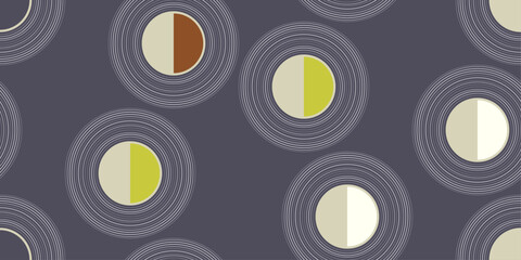 Leinwandbilder - Abstract circles, and thin rings around. For textile, pillow, cloth, background, packaging, notepad, cup, wallpaper. Seamless vector.