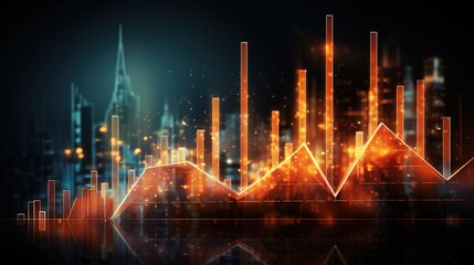 Poster - Arrow chart digital transition abstract technology. Big data and company expansion currency stock and investment economy. generative ai