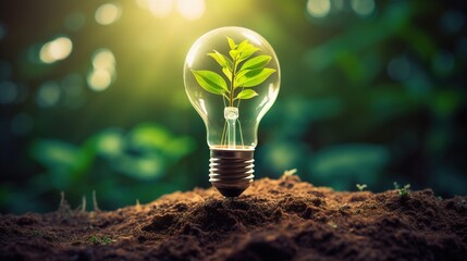 Poster - light bulb on green background. generative ai