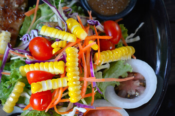 Wall Mural - Steak and salad on plate popular food