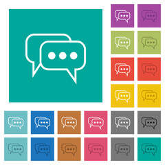 Poster - Two rounded square active chat bubbles outline square flat multi colored icons