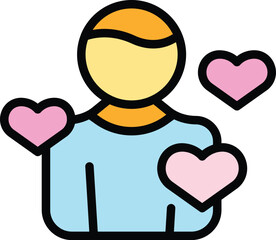 Sticker - Love man offer icon outline vector. Order contract. Store pay color flat