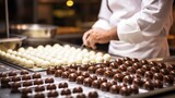 chocolatier making chocolates in a kitchen generative ai
