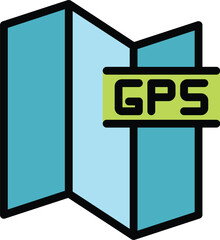 Poster - Gps map icon outline vector. Location route. Direction pointer color flat