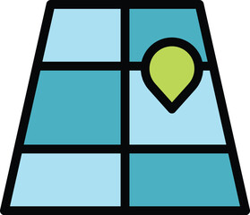Poster - Map location icon outline vector. Navigator direction. Gps route color flat
