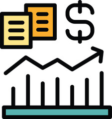 Poster - Increase job graph icon outline vector. Work time. Business team color flat