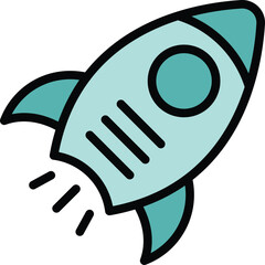Wall Mural - Start up rocket icon outline vector. Work time. Business company color flat
