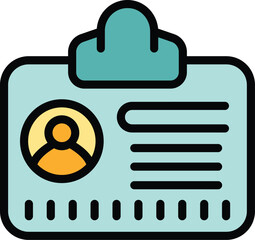 Poster - Job id card icon outline vector. Team company. Busy office color flat
