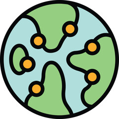 Poster - Global productivity icon outline vector. Task job. Work time color flat