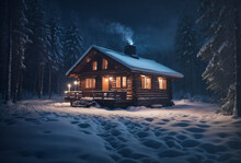Log Cabin In The Snow